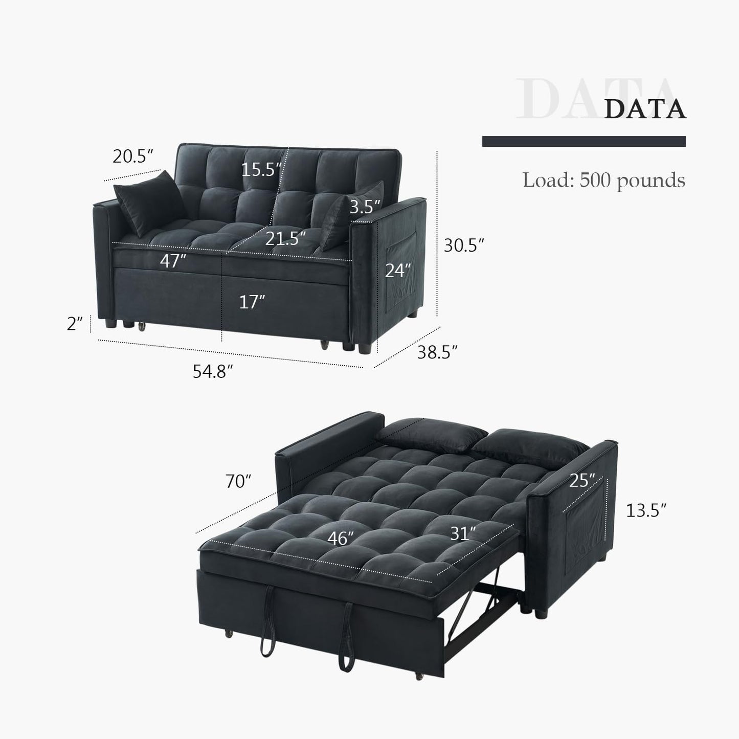 3-in-1 Convertible Sofa Bed