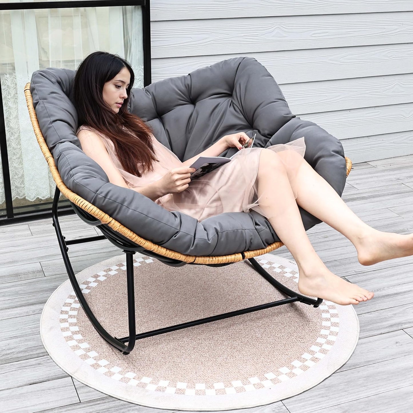 Oversized Egg-Shaped Rocking Recliner
